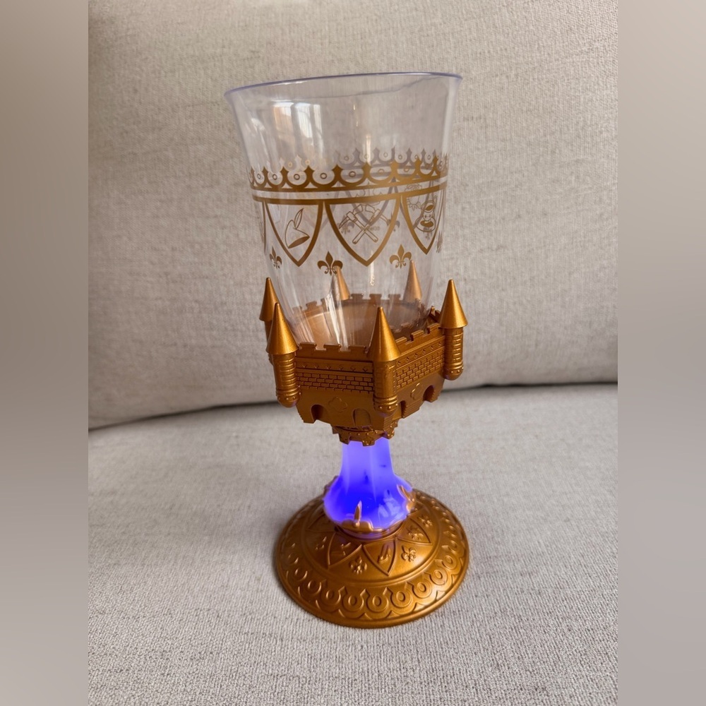 Disney Parks BE OUR GUEST Light Up Goblet Beauty Beast Cup Chalice Gold Castle